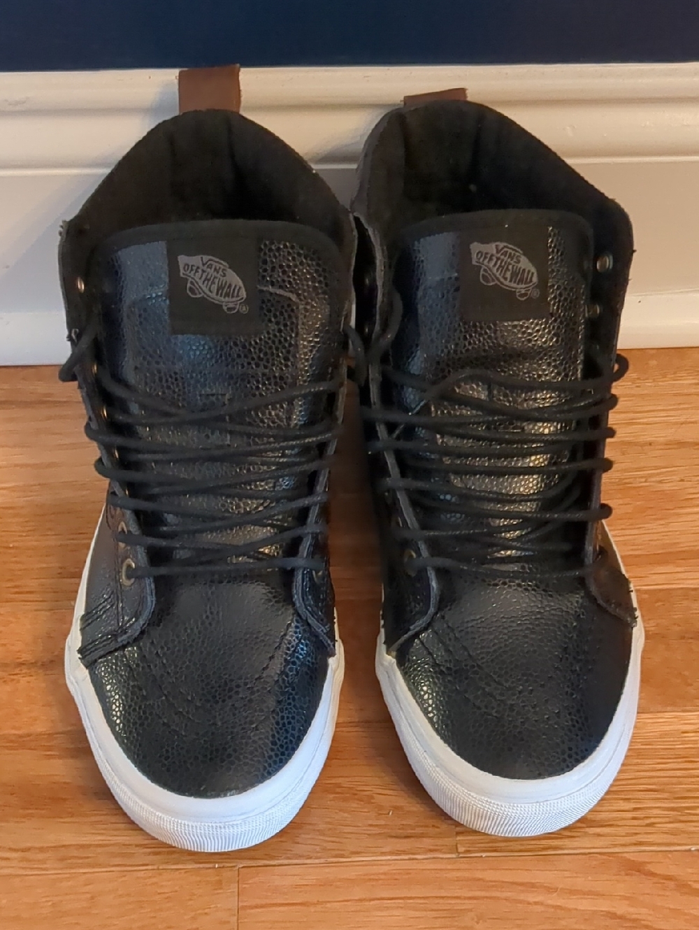 Vans High Top Black Leather Sneakers